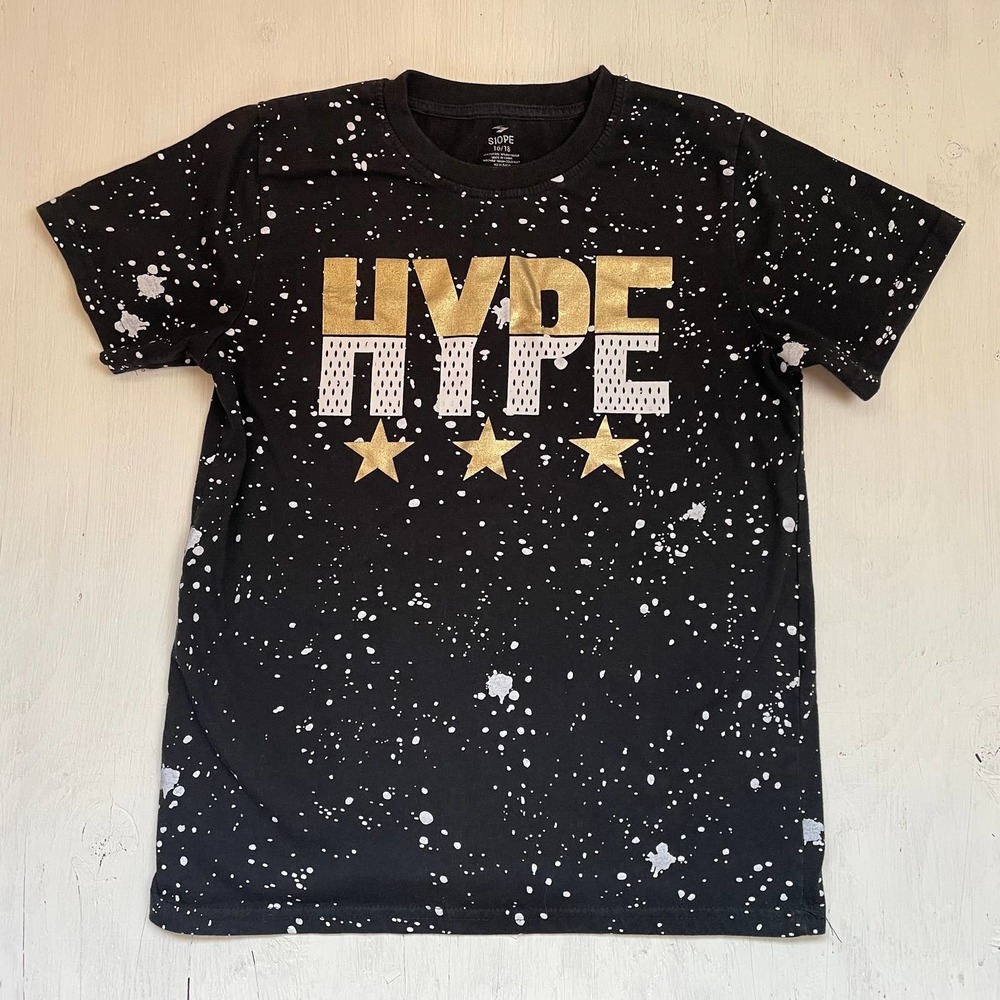 S1OPE Hype Tee Black Gold Paint Splatter Boys Size 16/18 - Picture 2 of 6